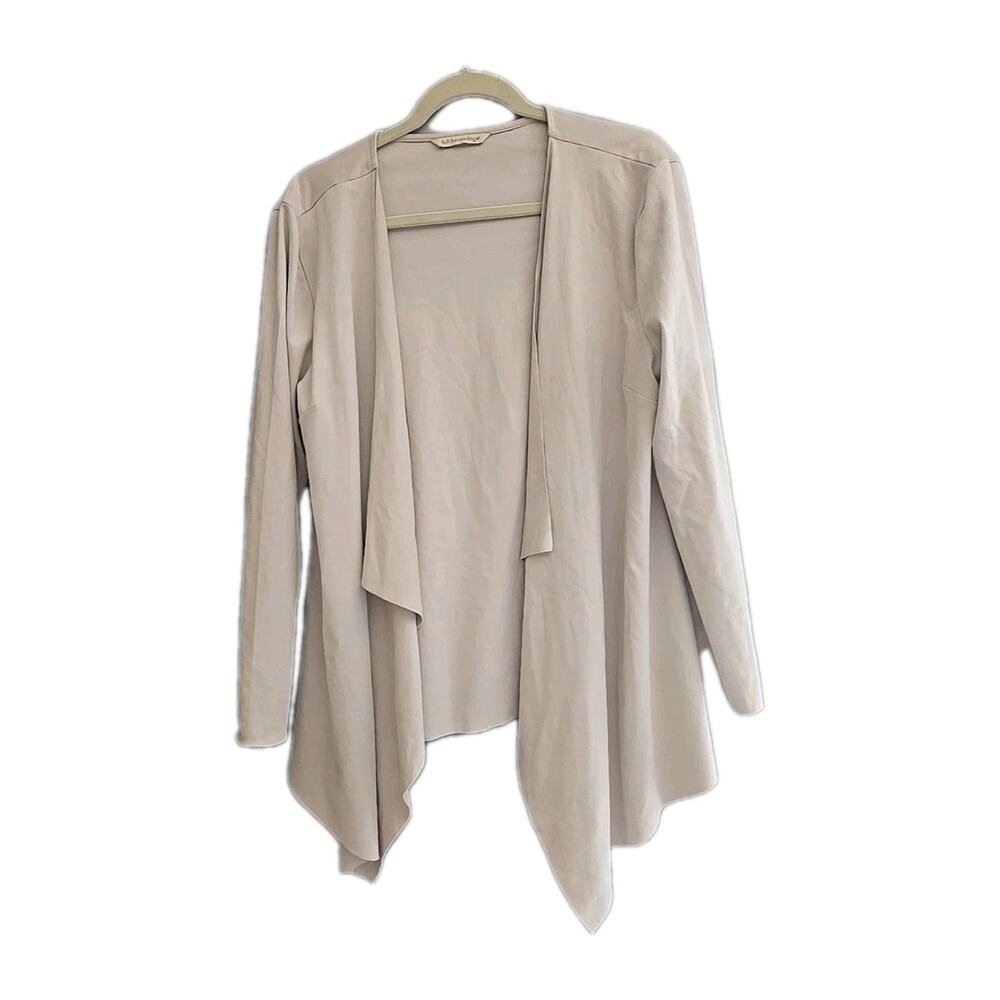 Soft Surroundings Tan‎ Faux Suede Open Draped Cardigan Sweater Womans Size Large
